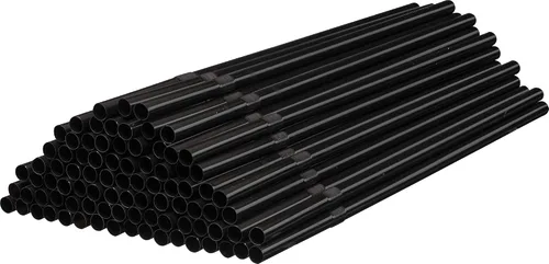 Vista 3 de Paquete de 500 popotes desechables de plástico flexible negro de 8 pulgadas de alto