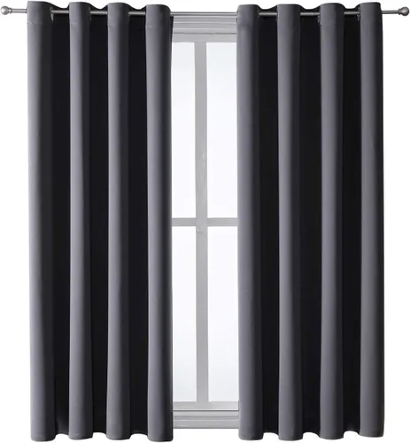 Vista 135 de ChrisDowa - Cortinas cortas para ventana de 40 pulgadas para dormitorio - Cortinas cortas con ojales y aislamiento térmico para oscurecer