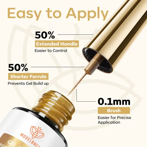 Vista 5 de modelones Esmalte de Uñas en Gel Metálico Dorado Plateado 2 Piezas Espejo Cromado Efecto 3D Esmalte de Arte de Uñas Bronce Pincel Fino Para