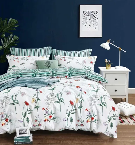 Vista 3 de Swanson Beddings Juego de cama floral 100% algodón: Funda de edredón, fundas de almohada., Algodón, Completo