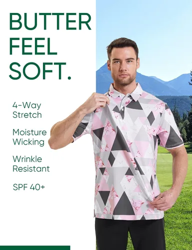 Vista 3 de Polo de golf para hombre, polo de golf de secado rápido y rendimiento destacado para hombre