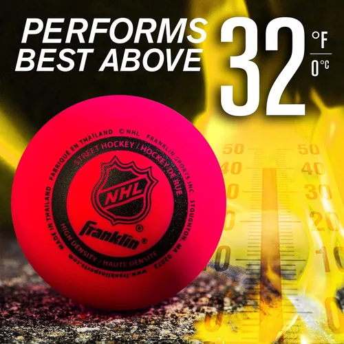 Vista 4 de Franklin Sports - Pelotas de hockey callejero NHL - Sin rebote para uso en exteriores y en patines - Tamaño oficial para hockey callejero juvenil