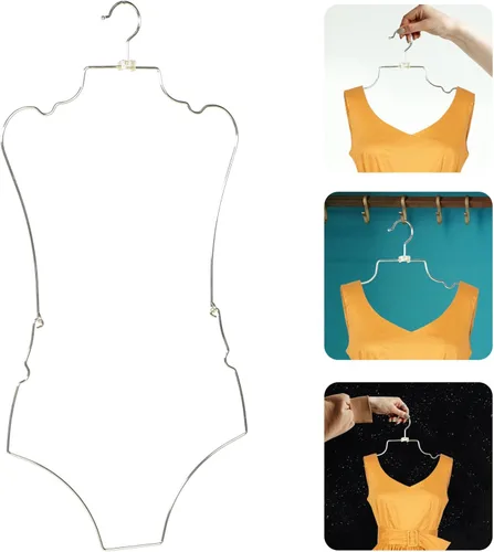Vista 5 de Kichvoe Colgador de bikini con forma de cuerpo de alambre de metal para lencería de traje de baño, colgador de traje de baño, colgador de bikini