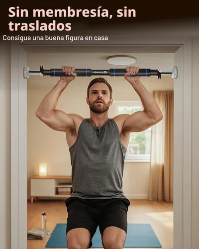 Vista 2 de Abahub Doorway Pull-Up Bar with Safety Lock, Home Use Heavy-Duty Door Frame Pull-Up Bar for Upper Body Workout, Adjustable Strength Training Azul