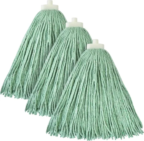 Vista 11 de Matthew - Cabezales de repuesto para trapeador húmedo de algodón resistente (azul, mediano, paquete de 12) con 2 paños de microfibra para uso