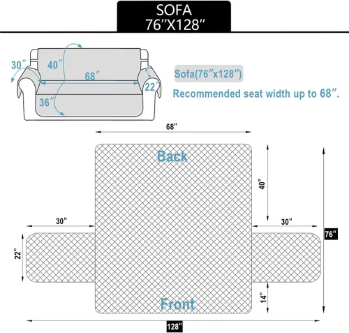 Vista 7 de Funda reversible para sofá de 3 cojines, lavable, con correas elásticas, resistente al agua, apta para perros y mascotas