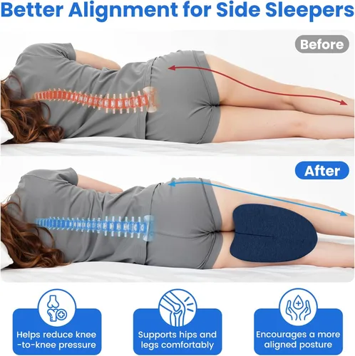 Vista 3 de Almohada de rodilla para personas que duermen de lado, almohada de espuma viscoelástica de gel refrescante para dormir de lado, en forma de corazón