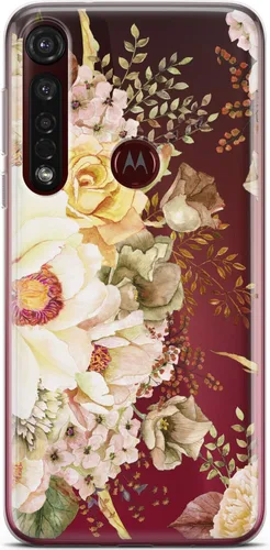 Vista 4 de Mertak Funda de teléfono compatible con Motorola Edge + Moto G9 G8 Plus G7 Play Power Z4 Otoño Ligero TPU Flexible Diseño Delgado Rosas Flores