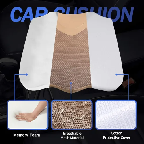 Vista 3 de Cojín de asiento de automóvil, cómodo cojín de espuma viscoelástica para conducir, cojín de cuña de elevación automática para aliviar el dolor