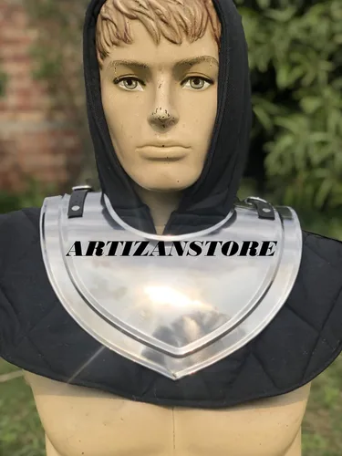 Vista 7 de Medieval Iron Gorget Knights Templar Warrior Placa de cuello funcional Armería LARP Armadura Armadura Guerrero Armadura, Protector de cuello, LARP
