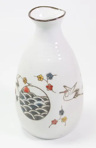 Vista 3 de Juego de sake tradicional japonés de porcelana ~ Juego de 4 tazas 1 decantador de sake japonés/inauguración de la casa/regalo/regalo