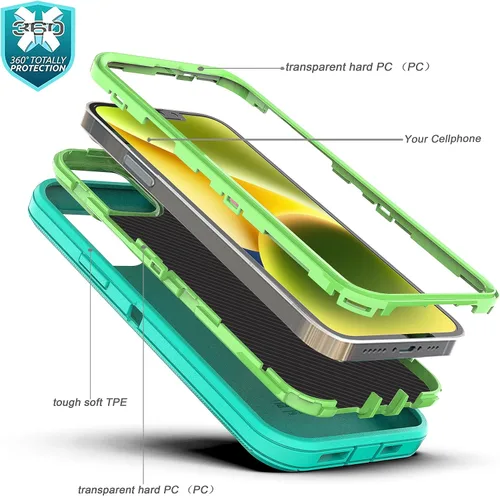 Vista 6 de YmhxcY Funda para iPhone 13 Pro Max, iPhone 12 Pro Max, a prueba de golpes, a prueba de caídas, a prueba de polvo, a prueba de caídas, 3 capas