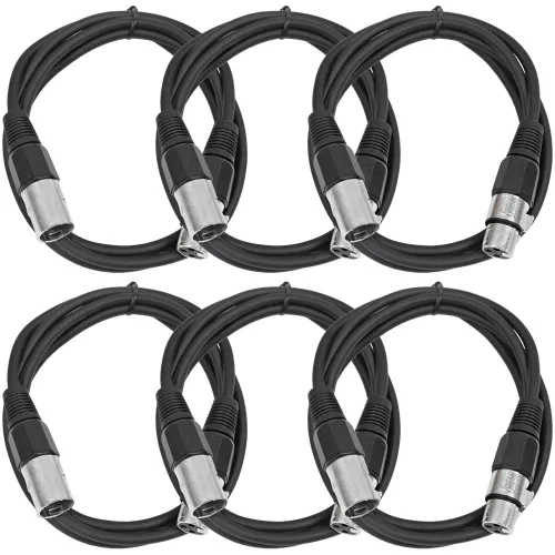 Vista 52 de SEISMIC AUDIO - SAXLX-2 - Paquete de 6 cables de conexión XLR macho a XLR hembra de 2 pies - Equilibrados - Cables de conexión de 2 pies