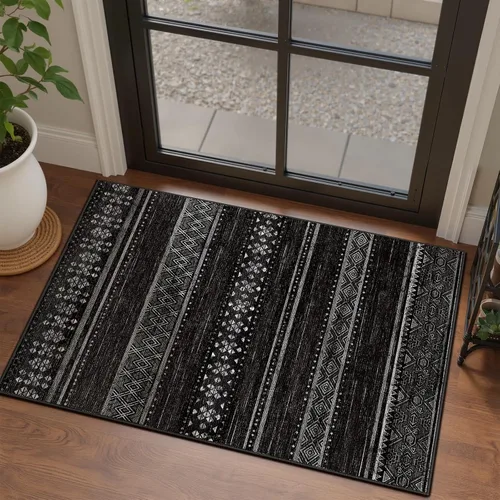 Vista 27 de BESTSWEETIE Alfombras de área de 2 x 3 pies para sala de estar, lavables, marroquíes, rústicas, geométricas neutrales, de pelo bajo