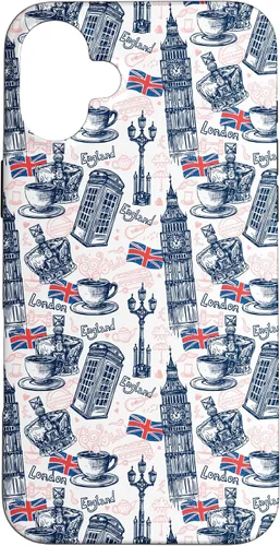 Vista 22 de Funda para iPhone 16 London con Big Ben, Booth, Union Jack, funda de té inglés