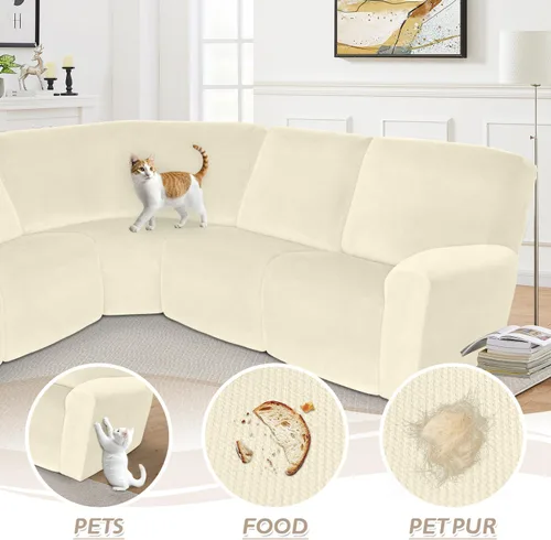 Vista 372 de Arfntevss Fundas de sofá seccional reclinable de terciopelo, Funda de sofá seccional de esquina para sofá reclinable, Funda elástica suave