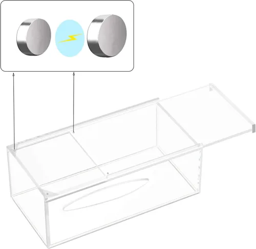 Vista 3 de Soporte de cubierta de caja de pañuelos de acrílico transparente para escritorio de encimera de tocador de baño