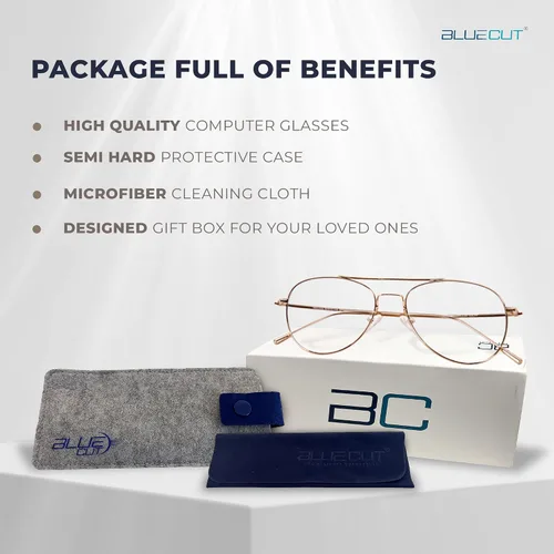 Vista 5 de Blue Light Blocking Glasses – Anti-Fatigue Computer Glasses Prevent Eye Strain Vintage Mettal Gaming Glasses Dorado