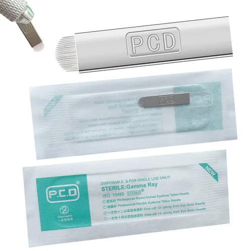 Vista 15 de S12 30 agujas de microblading para cejas con 0.008 in de diámetro, agujas de tatuaje manual de cejas de maquillaje permanente, hojas de microblading