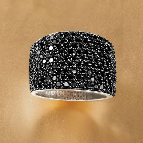 Vista 4 de Ross-Simons 3.70 ct. t.w. Pave Black Spinel Ring in Sterling Silver