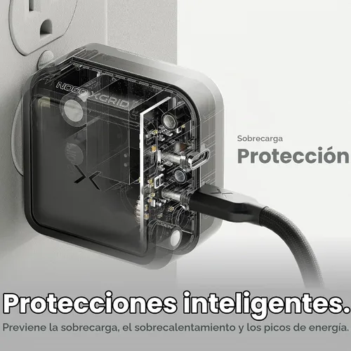 Vista 5 de NOCO XGrid X65: Cargador USB-C de 65 W - Adaptador de corriente GaN de doble puerto con PD 3.0, QC 4.0+ y PPS - Carga rápida con distribución