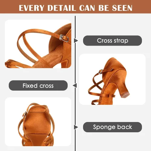 Vista 5 de VCIXXVCE Zapatos profesionales de baile latino para mujer, puntera abierta, salsa, práctica, danza, rendimiento