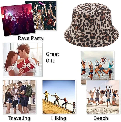 Vista 6 de Joylife Sombrero de pescador con estampado de animales, sombreros de sol reversibles, plegable, gorra de pesca para mujeres y hombres