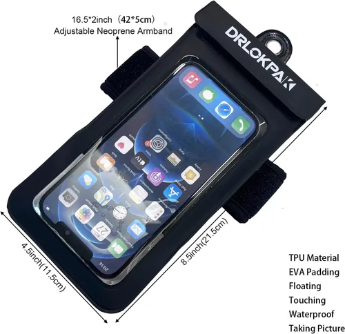 Vista 2 de DRLOKPAK Funda impermeable para teléfono, brazalete para surf, bolsa seca flotante impermeable para iPhone 15 14 13 12 Pro Max XS Plus Se Galaxy S23
