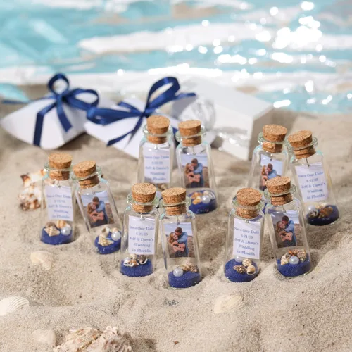 Vista 14 de Recuerdos de boda con foto personalizada para invitados - Recuerdos de fiesta en la playa personalizados - Regalos de recepción de bodas de destino