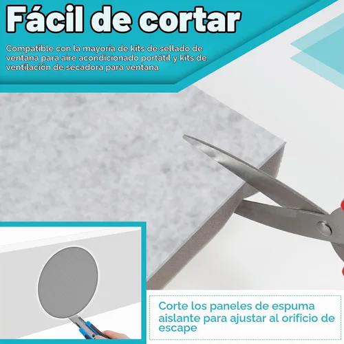 Vista 7 de Paneles de espuma aislante de doble capa para aire acondicionado portátil, kit de ventilación de ventana, kit de ventana de ventilación de secadora