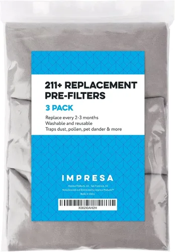 Vista 6 de IMPRESA Paquete de 3 prefiltros de repuesto 211 – Compatible con filtro purificador de aire Blueair Blue Pure 211+ – Tela gris roca lunar – Diseño