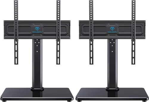 Vista 9 de PERLESMITH Soporte giratorio universal para TV de 24 a 60 pulgadas de hasta 99 libras, soporte de TV de mesa ajustable de 12 alturas, soporte