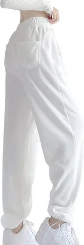 Vista 5 de Pantalones deportivos de pierna ancha para mujer, pantalones de yoga casuales de cintura alta, pantalones de descanso con bolsillos