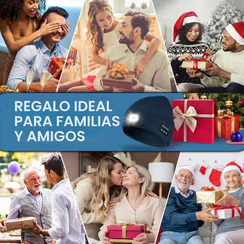 Vista 7 de Bosttor Gorro Beanie Bluetooth con Luz, Gorra con Linterna Frontal con Auriculares y Micrófono de Altavoz Integrado, Regalos para Hombres Mujeres