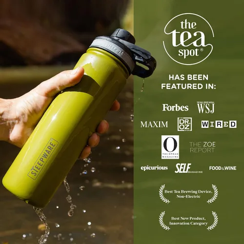 Vista 5 de The Tea Spot Steepware - Vaso de té y termos, 22 onzas, botella de té con infusor de té para té de hojas sueltas o café helado, elegante vaso
