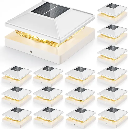 Vista 18 de JOFIOS Paquete de 12 luces solares con tapa de poste, impermeable IP65 Negro