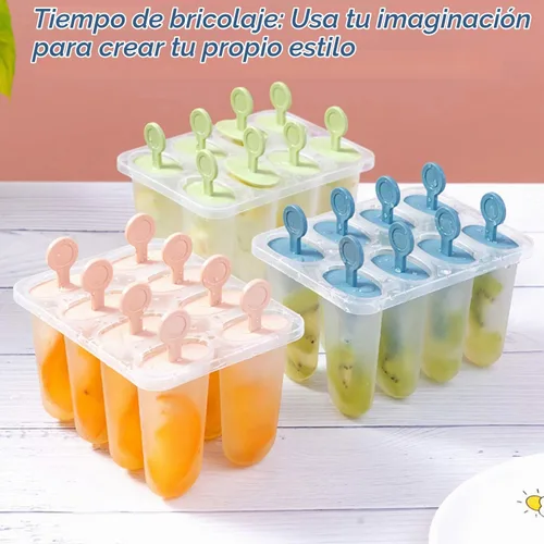 Vista 3 de Moldes de paletas de silicona, 8 moldes de silicona para paletas, moldes de paletas de hielo caseros sin BPA, reutilizables de fácil liberación