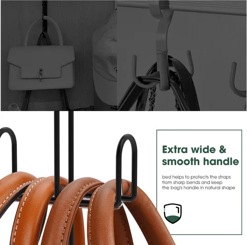 Vista 2 de Paquete de 2 colgadores para bolso, organizador de bolso para armario, organizador de bolsas de metal giratorio, soporte para bolsos, cinturones