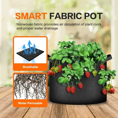 Vista 5 de iPower - Bolsa de cultivo para plantas de 5 galones, paquete de 6, resistentes, de tela con asas de nylon, contenedores de 300g de tela no tejida
