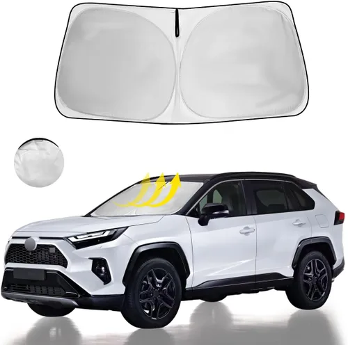 Vista 26 de Parasol para parabrisas, 4 capas, parasol para ventana delantera, bloquea los rayos UV, mantiene el automóvil más fresco
