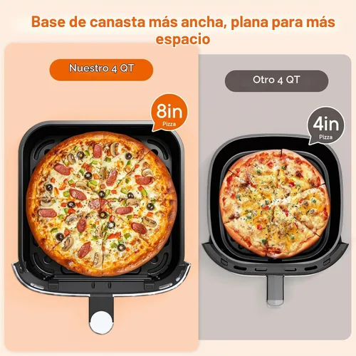 Vista 4 de Freidora de aire de 4 cuartos de galón, freidora de aire compacta con luz interior y ventana de fácil visión, 8 ajustes preestablecidos de cocción