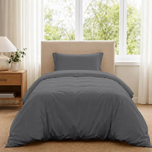 Vista 19 de ROYALE LINENS Funda de edredón negra tamaño individual – Fundas de edredón de 2 piezas – Cierre de cremallera – 1 funda de edredón individual de 68