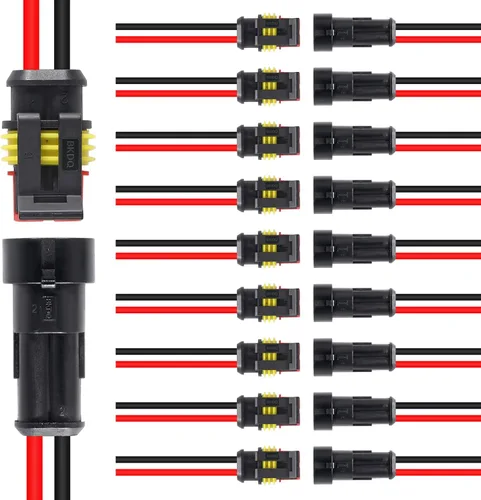 Vista 9 de AITRIP Kit de 10 conectores de 1 pines, conector eléctrico impermeable para automóvil, conector eléctrico de 1 pin con cable 16 AWG marino