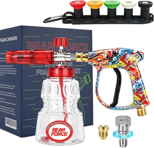 Vista 8 de Pistola de lavadora de alta presión Bear Force 3000 PSI máximo, pistola de lavadora corta M22-14mm con conector rápido de 1/4 pulgada, compatible