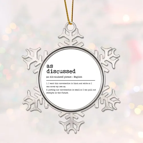 Vista 3 de Como se discutió Definición Diccionario Palabra Significado Cita Metal Copo de Nieve Adorno de Navidad para Árbol de Navidad Colgante Bola Invierno