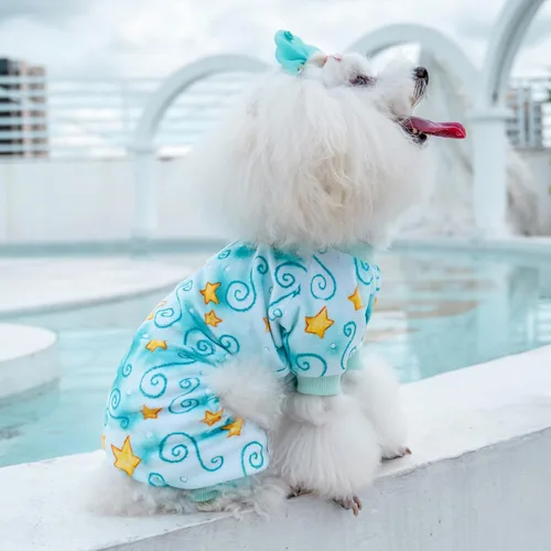Vista 4 de CuteBone - Ropa para perros pequeños, enterizos suaves para cachorros, pijamas para perros, abrigo para mascotas, ropa para gatos, enterizo