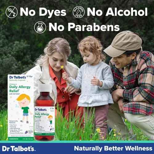 Vista 3 de Dr. Talbot's Medicina de alivio de alergias para niños, 4 onzas, incluye taza de dosificación, para 2 a 12 años, sabor natural a uva