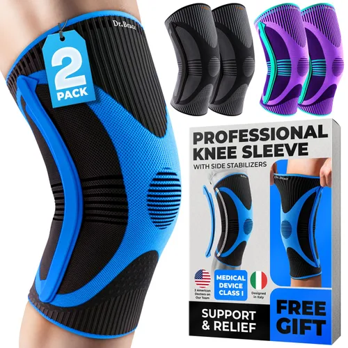 Vista 10 de DR. BRACE ELITE - Rodillera con Estabilizador de Talla (Paquete de 2) Rodillera para Mujeres y Hombres, Entrenamiento, Deportes, Manga de Compresión
