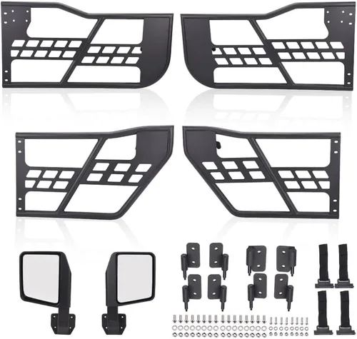 Vista 10 de Puerta de tubo, compatible con Jeep Wrangler JK Unlimited 07-18 4 puertas delanteras + traseras de acero puertas de tubo de acero negro