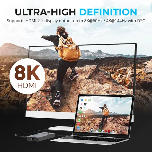 Vista 11 de SABRENT Hub de viaje USB4, HDMI 2.1, 2.5GbE, PD de 85 W (HB-U4HP)